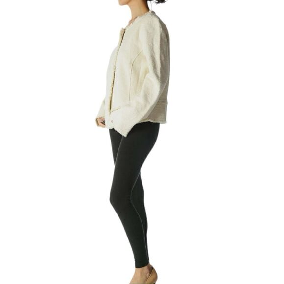 Anthropologie Ett:twa Bardot Knit Moto Jacket Cream/ Ivory - Picture 4 of 11